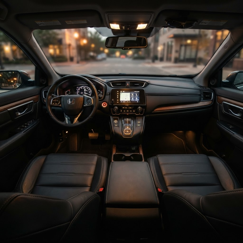 Interior del Honda CR-V con asientos de piel negra